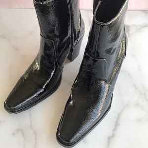 Urban Outfitters, black patent leather boots.
